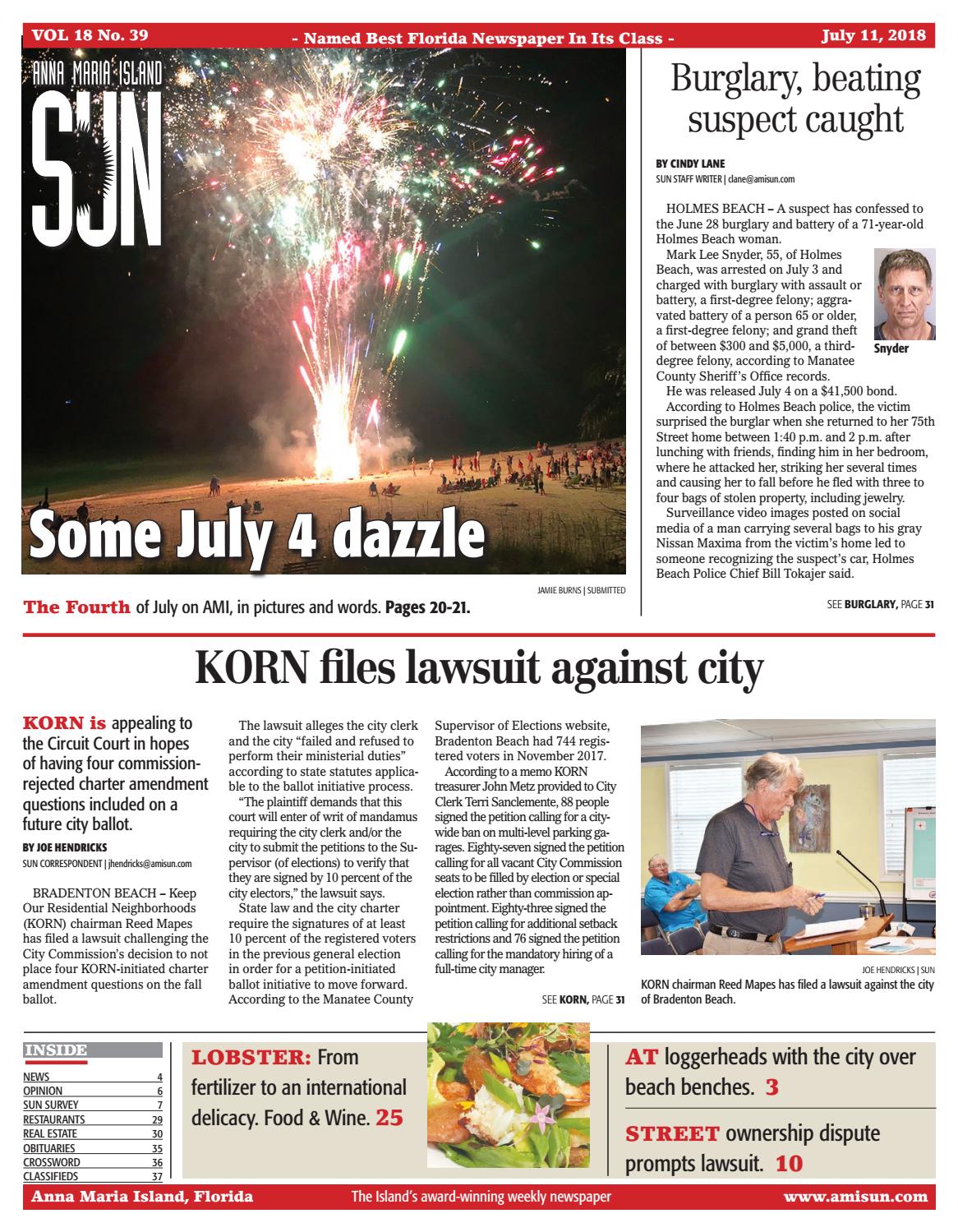Anna Maria Island Sun July 11, 2018 by Anna Maria Island Sun - Issuu