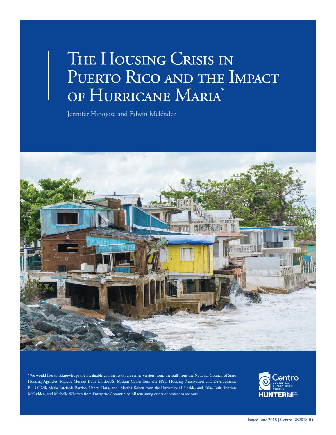 The Housing Crisis in Puerto Rico and the Impact of Hurricane María by