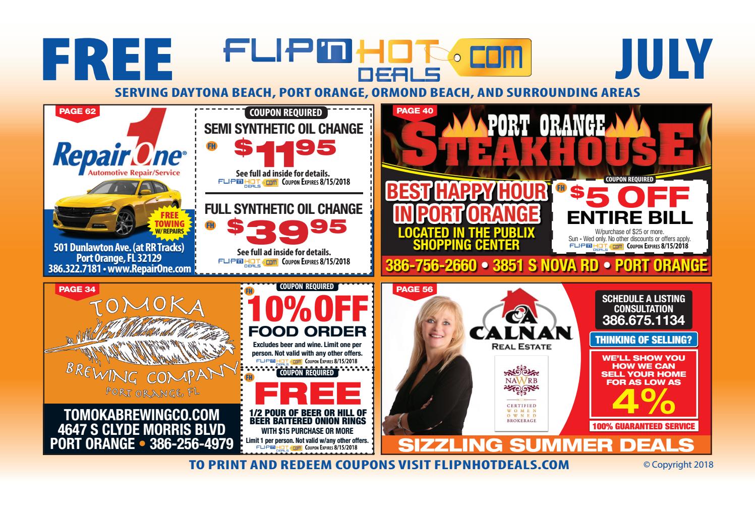 Flip'nHot Deals Coupon Book July 2018 Daytona Beach Area by Flip'NHot
