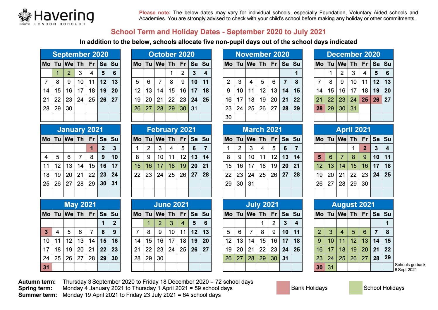 Term Dates 2020 2021 By Havering Council Newsletters Issuu