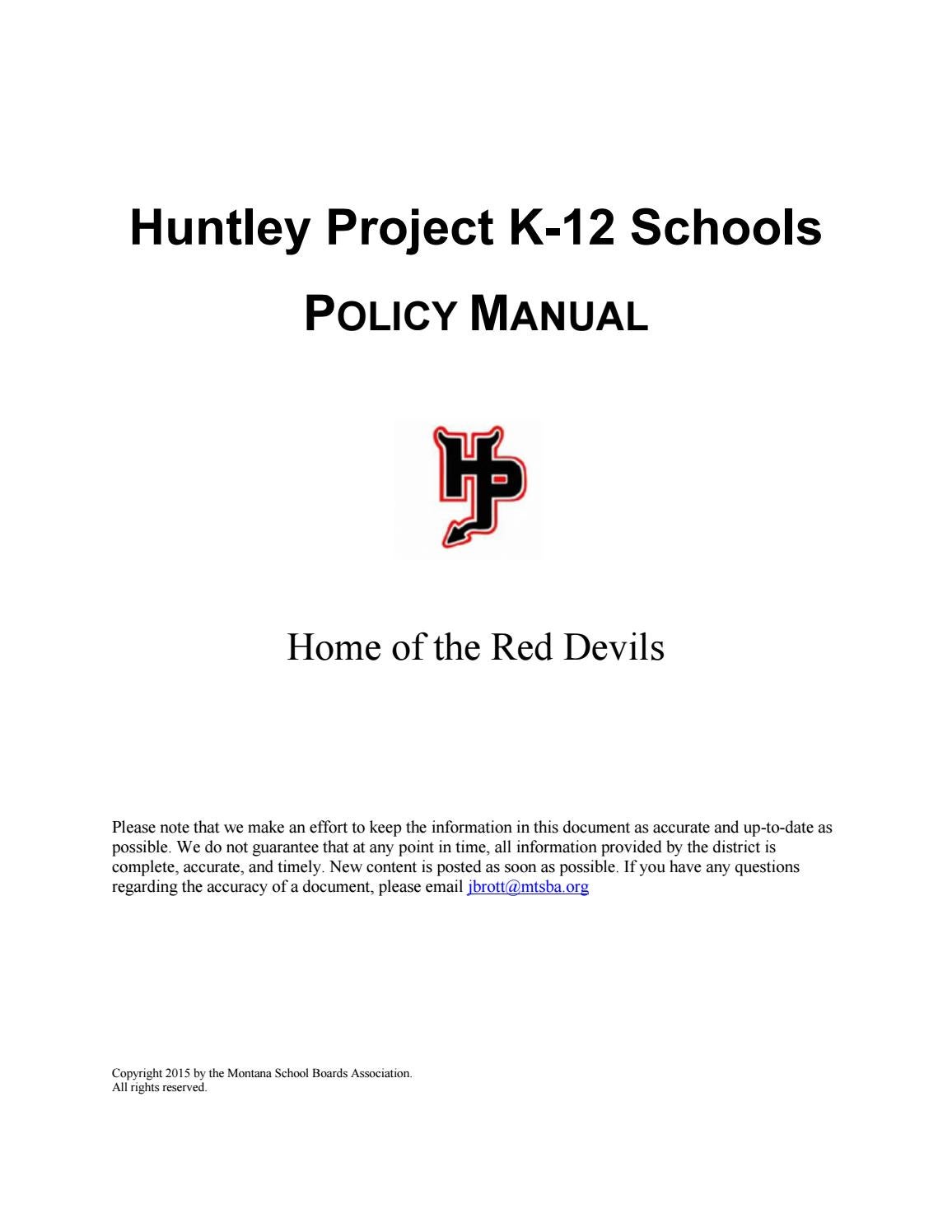 Huntley Project Public Schools Policy Manual by Montana School Boards  Association - issuu