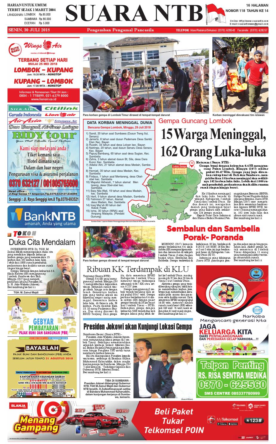 Edisi Senin 30 Juli 2018 Suara NTB By E Paper KMB Issuu Edisi Senin 30 Juli 2018 Suara NTB By E Paper KMB Issuu
