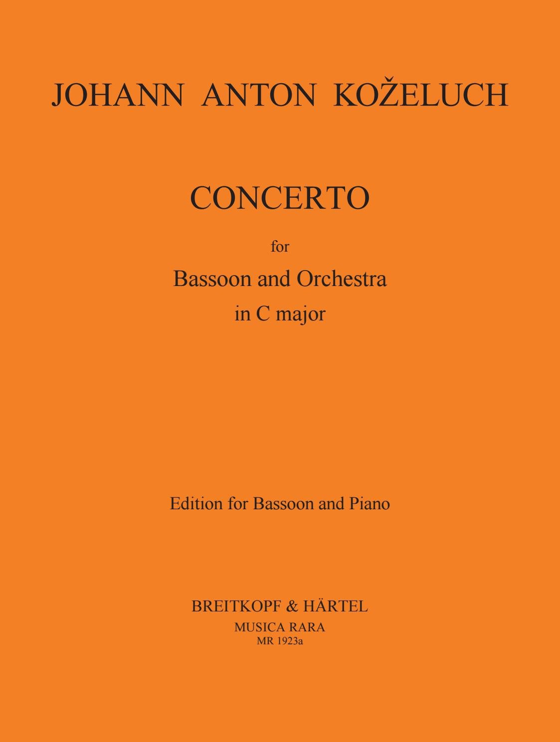 MR 1923a Kozeluch, Concerto for Bassoon and Orchestra by Breitkopf