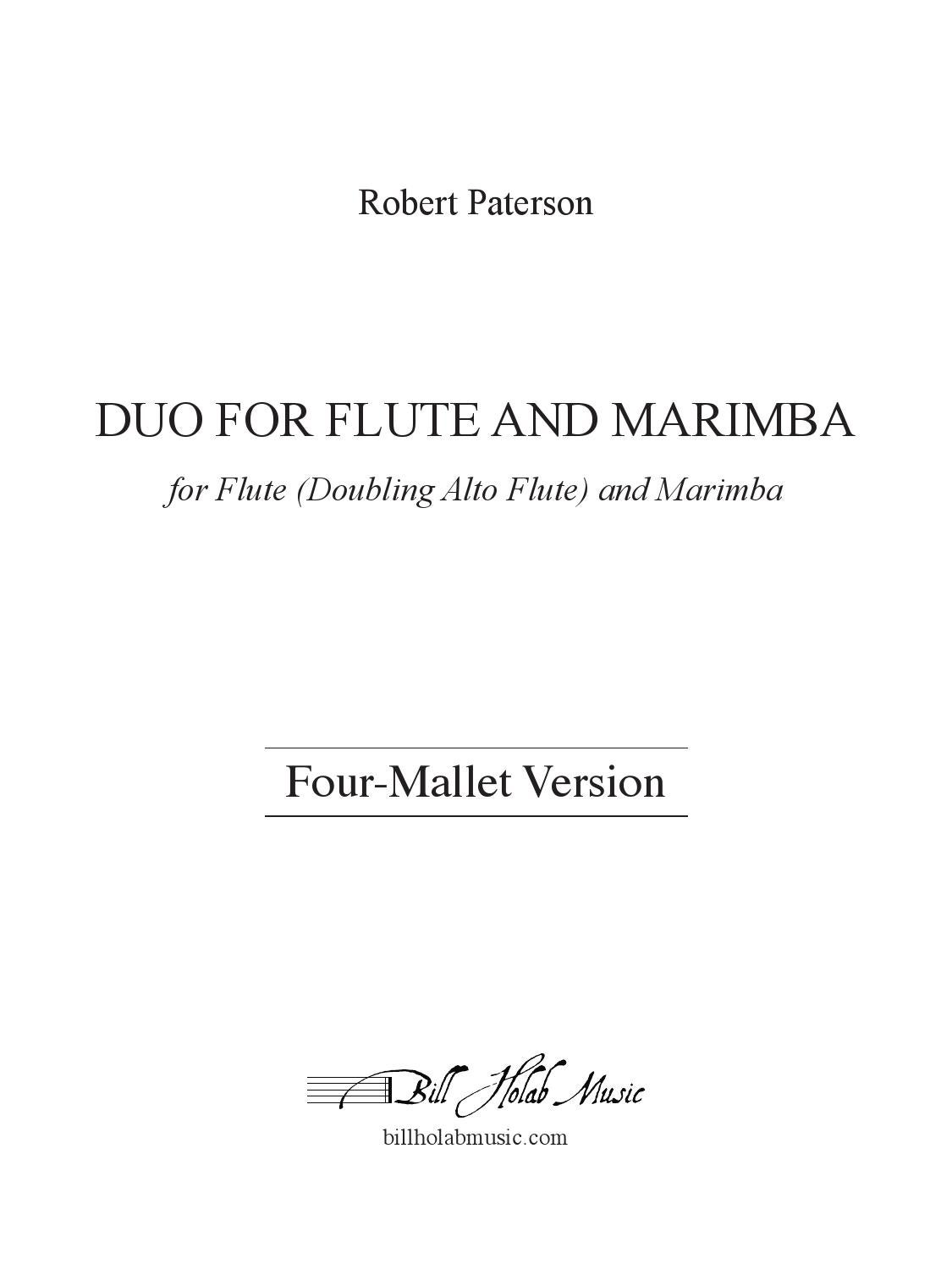 Duo for Flute and Marimba (FourMallet Version) Perusal Score by