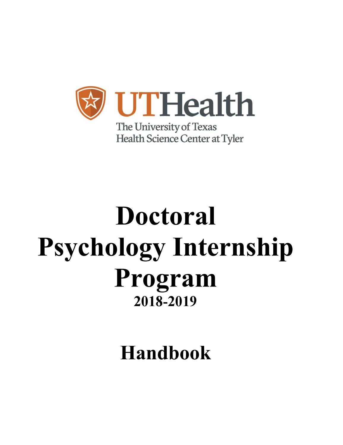 2018 2019 Psychology Internship Handbook by UT Health Science Center