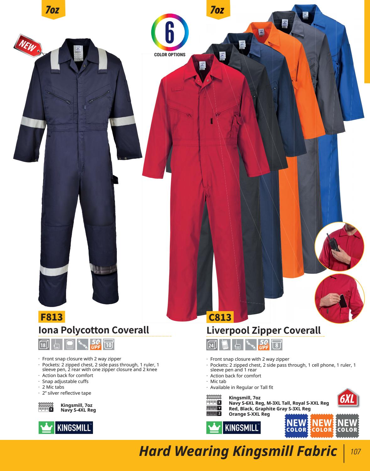 Portwest C813 Zipper Work Coveralls Regular /& Tall fit