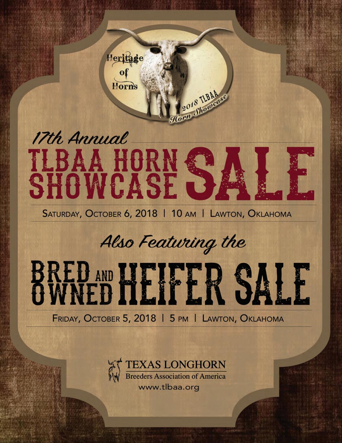 2018 TLBAA Horn Showcase Sale Catalog by Texas Longhorn Trails Magazine