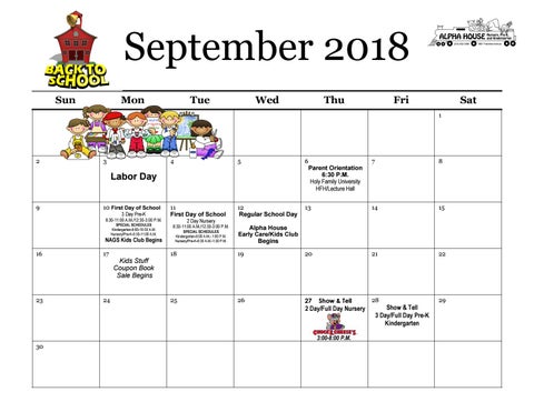 Alpha House | Academic Calendar for 2018-2019 by Holy Family University -  Issuu