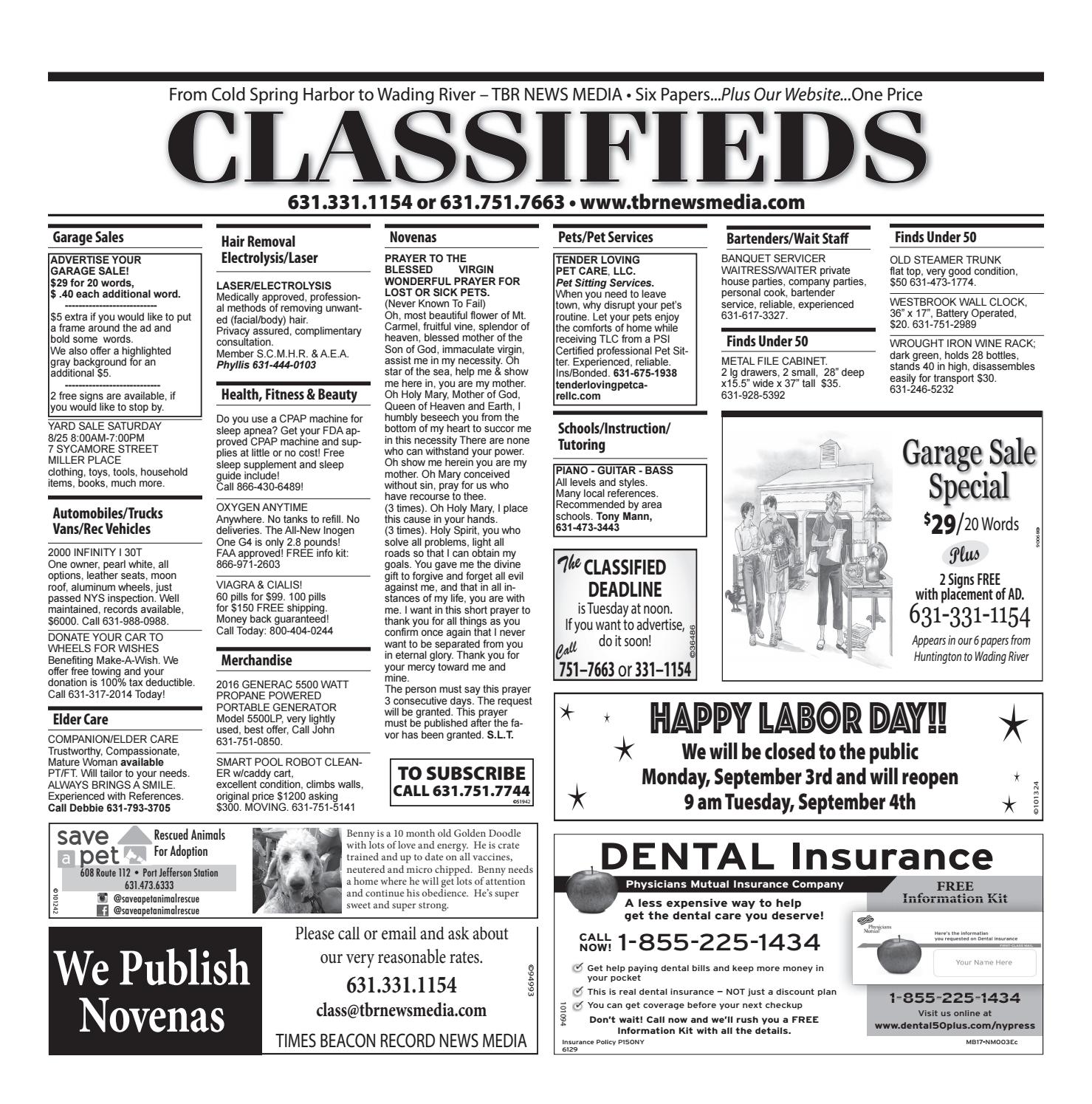 Classifieds August 23, 2018 by TBR News Media Issuu