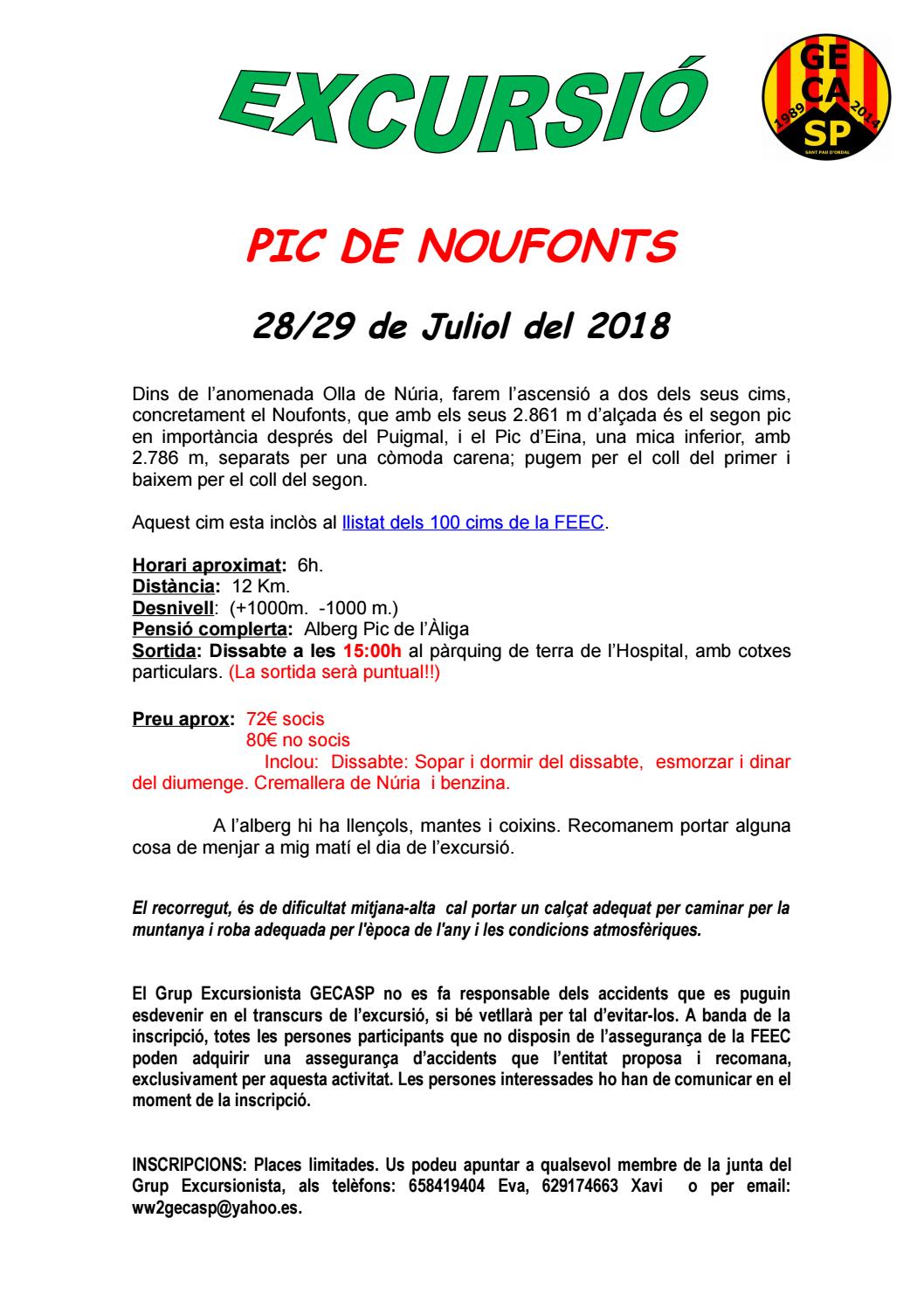 180728 Gecasp PIC DE NOUFONTS by Galutxo Baltassana Issuu
