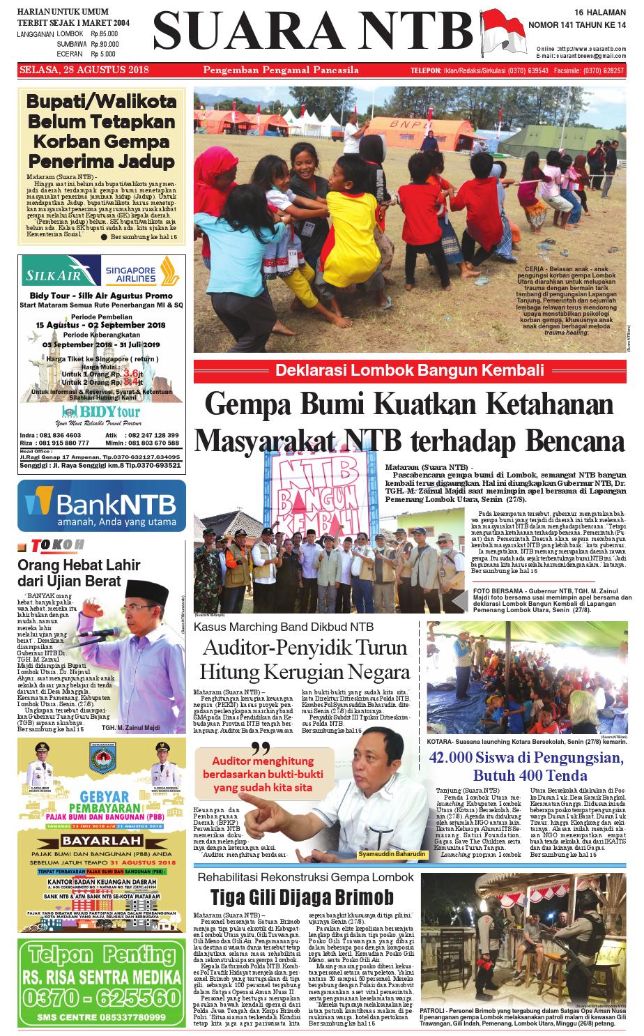 Edisi Selasa 28 Agustus 2018 Suara Ntb By E Paper Kmb Issuu