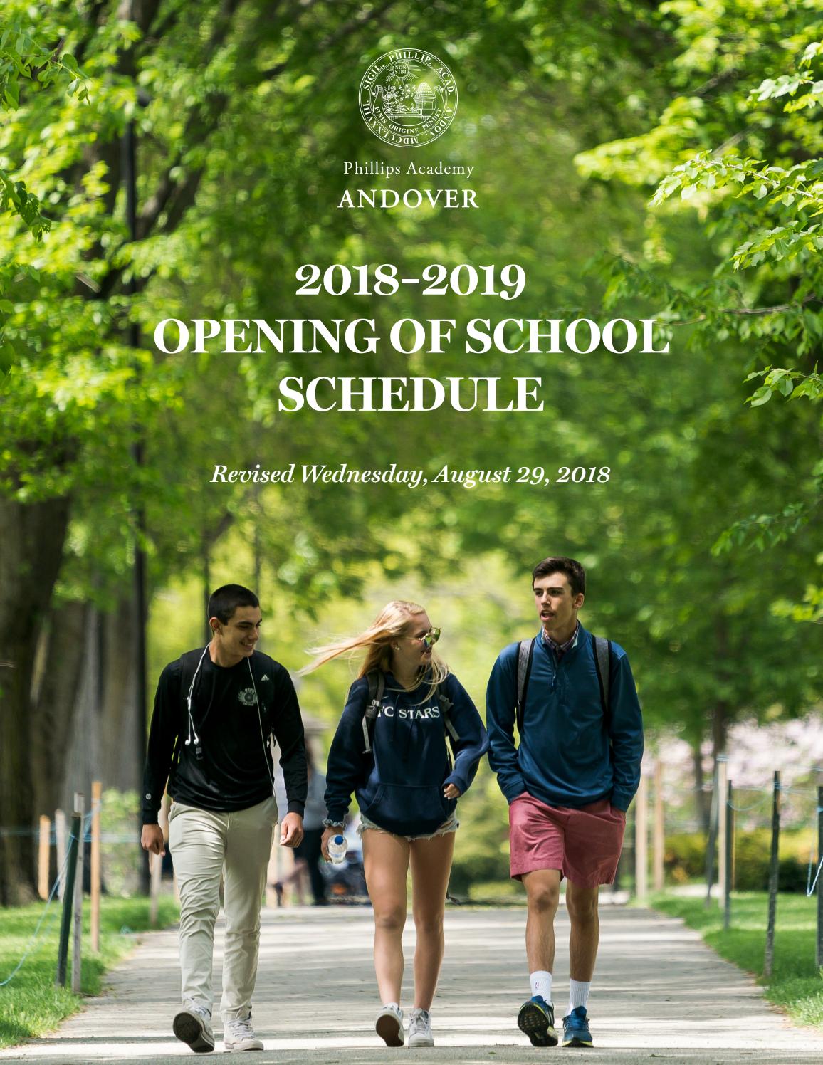 2018–2019 Opening of School Calendar by Phillips Academy - Issuu