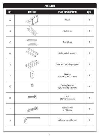 RST Brands 家具目录 · Bella 餐椅 Instructions 第 2 页