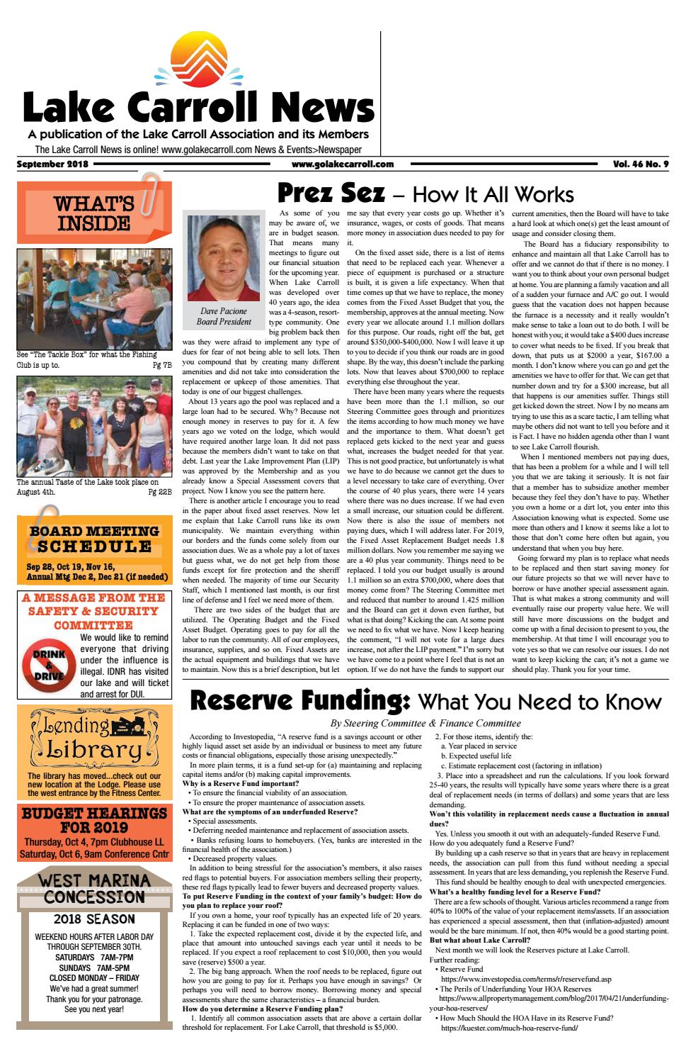 Lake Carroll News September 2018 by Lake Carrol News Issuu