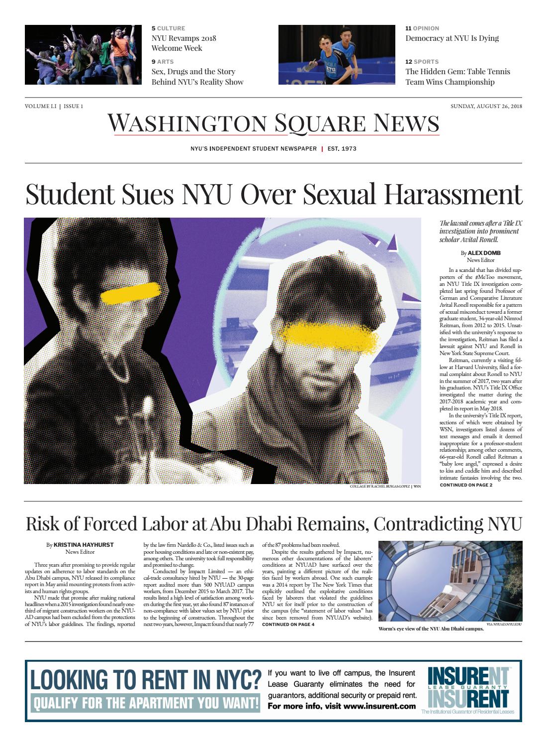 Washington Square News August 27 2018 By Washington Square News