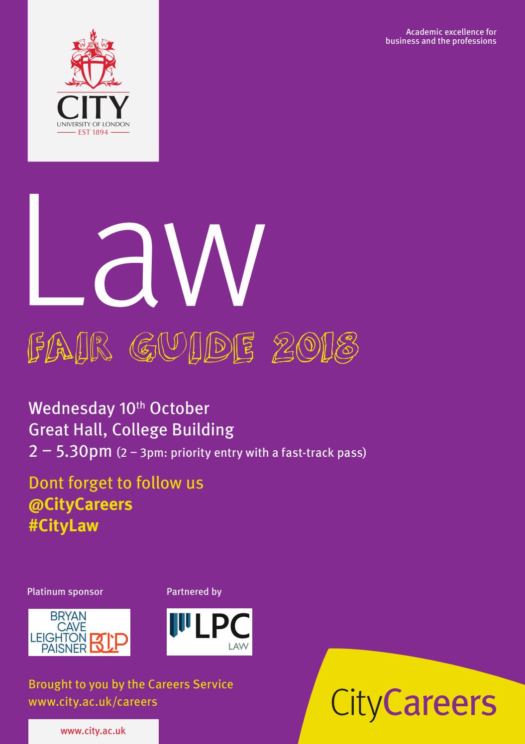 City, Law Careers Fair Guide 2018 by City, University of London Issuu