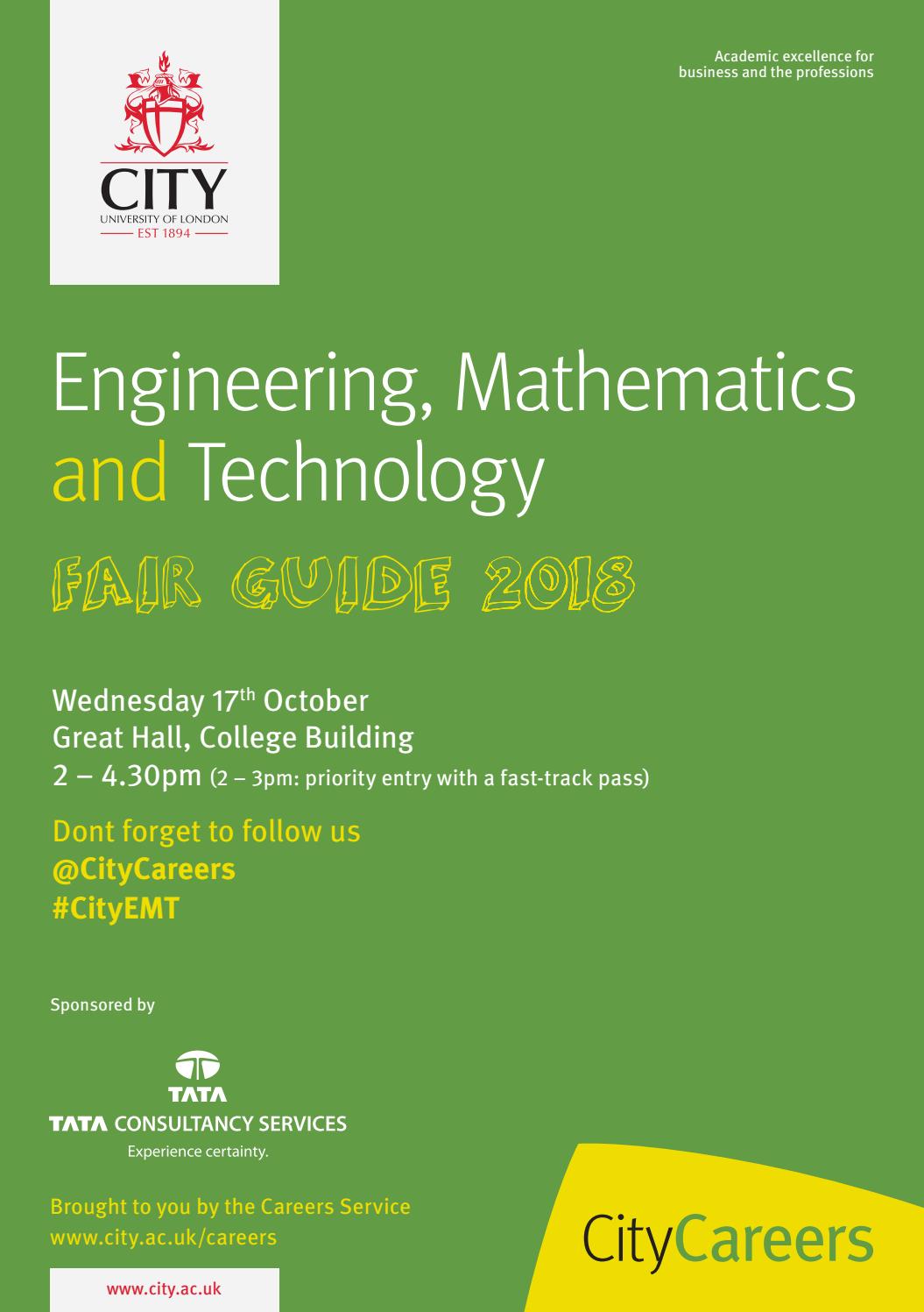 City, Engineering, Mathematics and Technology Careers Fair Guide 2018 by City, University of
