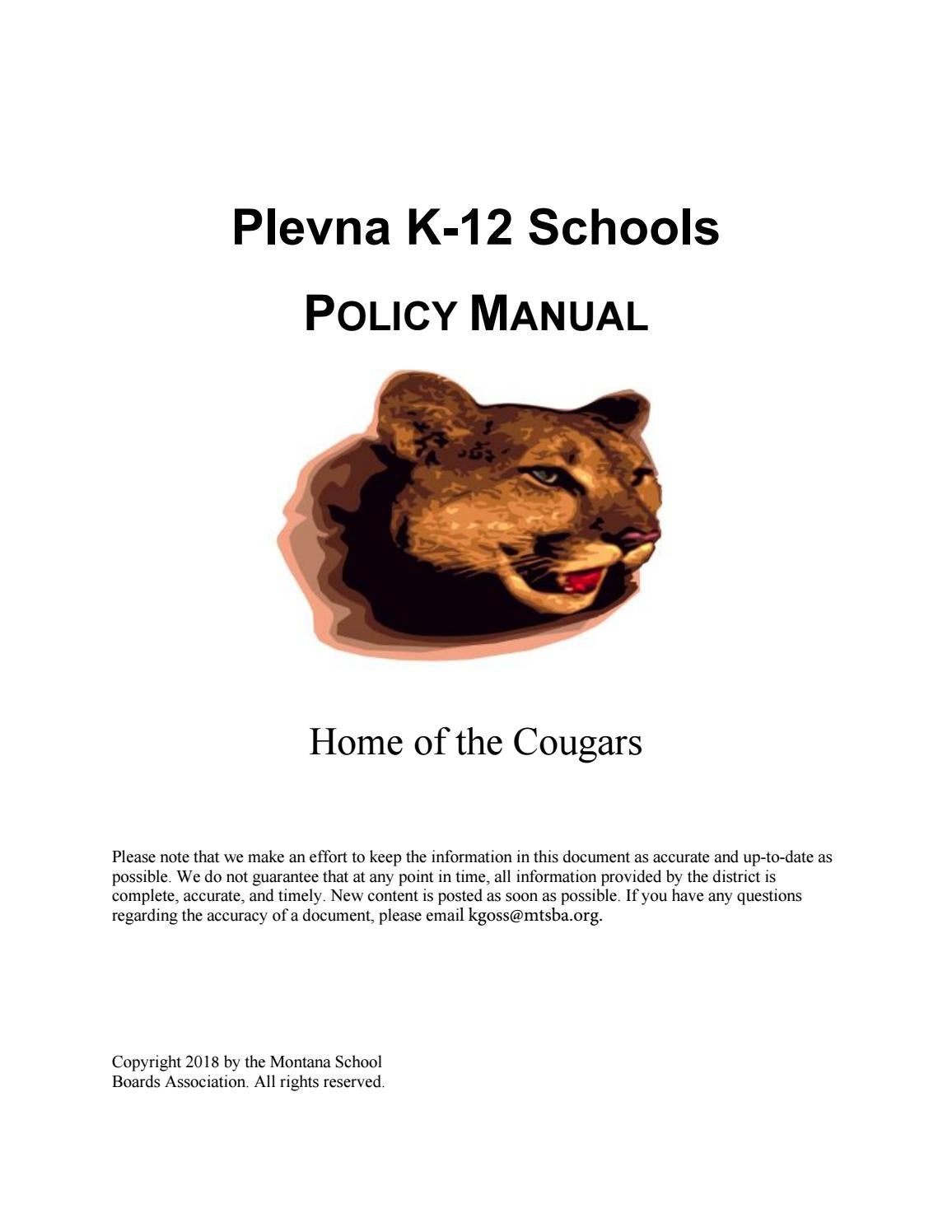 Plevna Public Schools Policy Manual by Montana School Boards Association - issuu