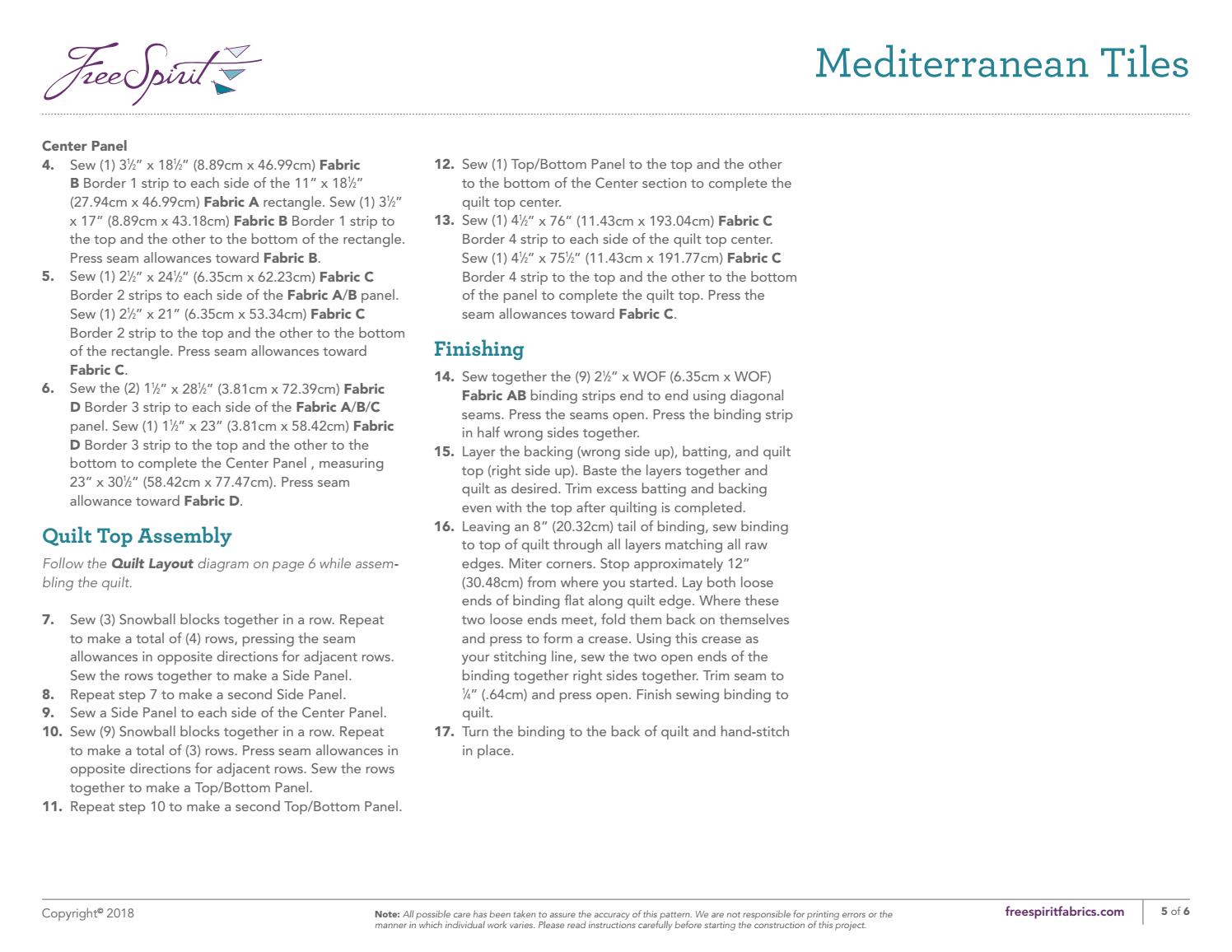 Mediterranean Tiles Quilt Pattern By Freespirit Fabrics Issuu