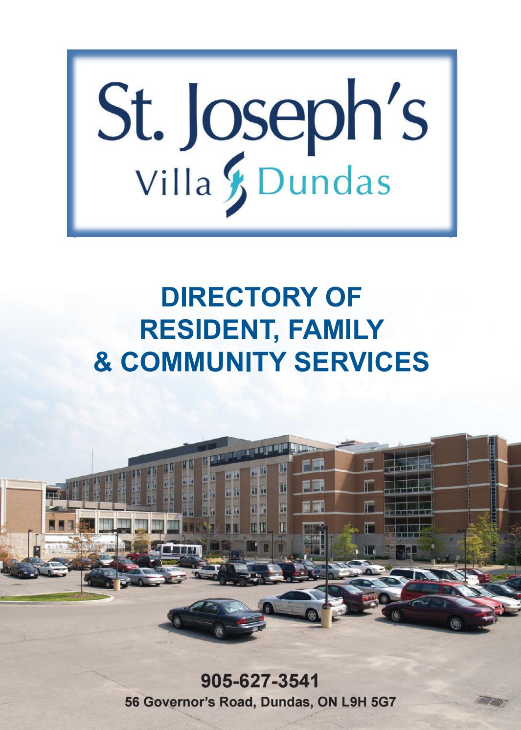 St. Joseph’s Villa. Directory Of Resident, Family & Community Services
