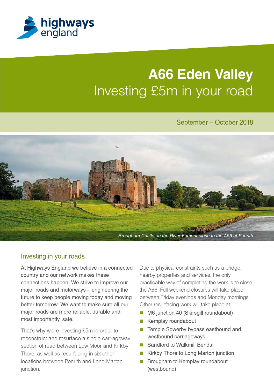 Highways England A66 Eden Valley Investing £5m in your road September