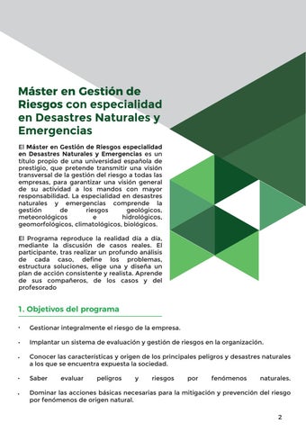 Máster en Gestión de Riesgos con especialidad en Desastres Naturales y ...