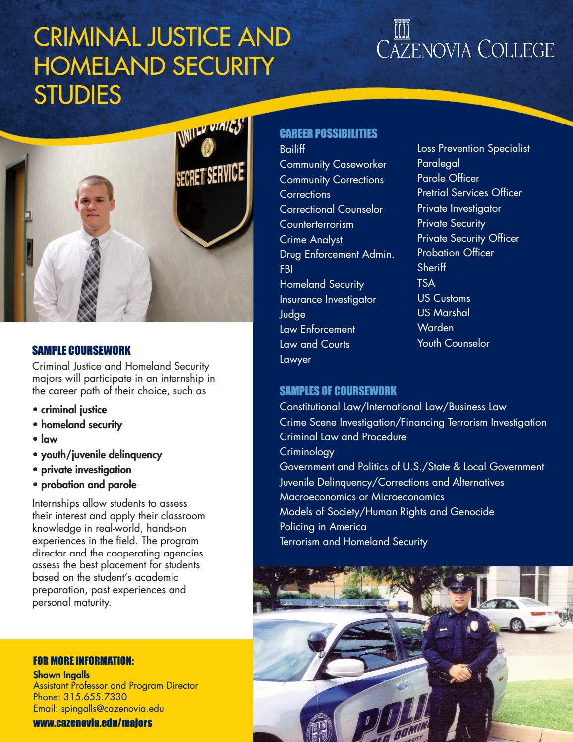 Criminal Justice and Homeland Security Studies Brochure by Cazenovia