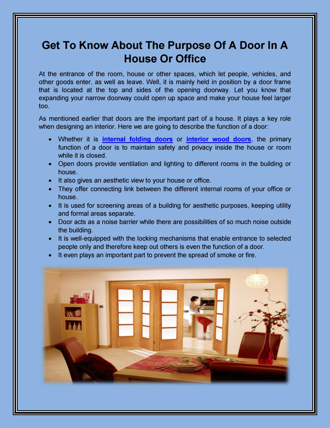 Get To Know About The Purpose Of A Door In A House Or Office by Fine