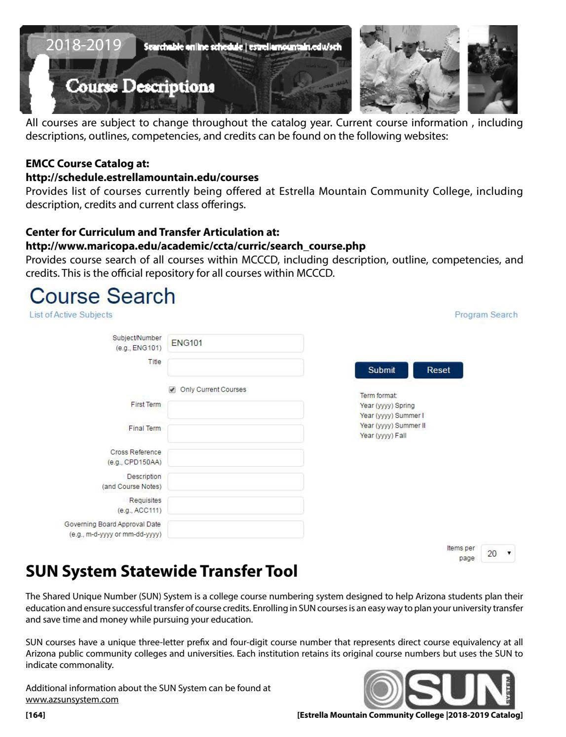 Estrella Mountain Community College Academic Catalog 20182019 by The