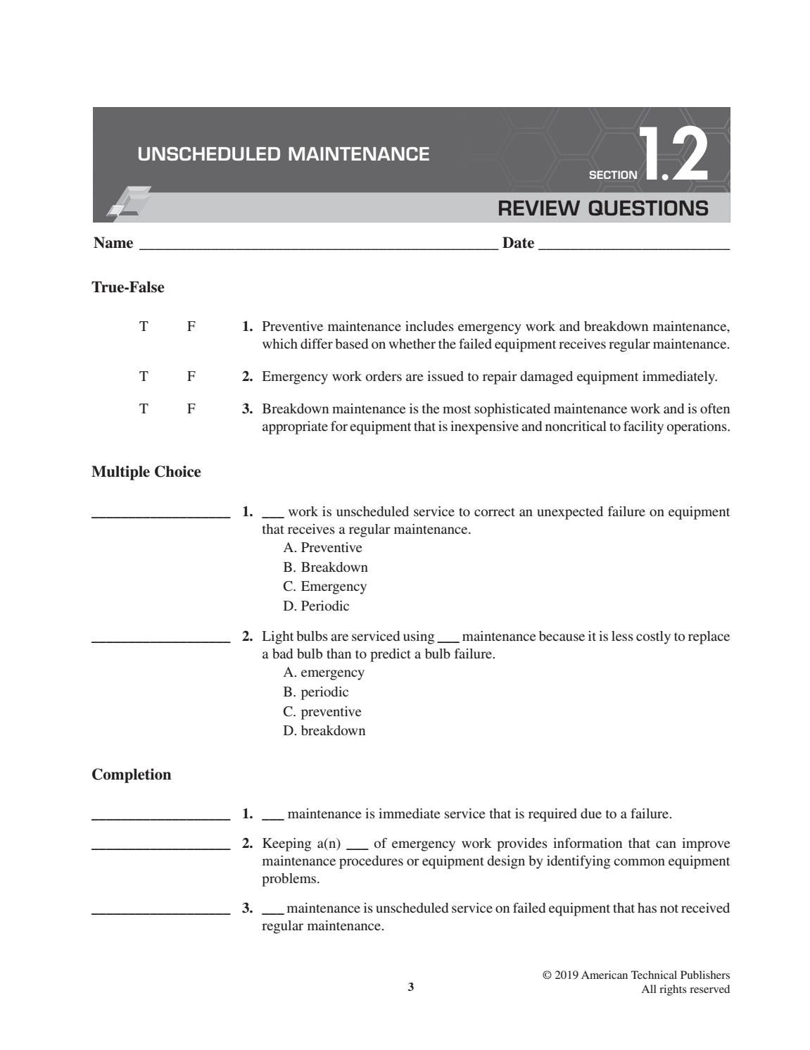Industrial Maintenance and Troubleshooting Workbook by American