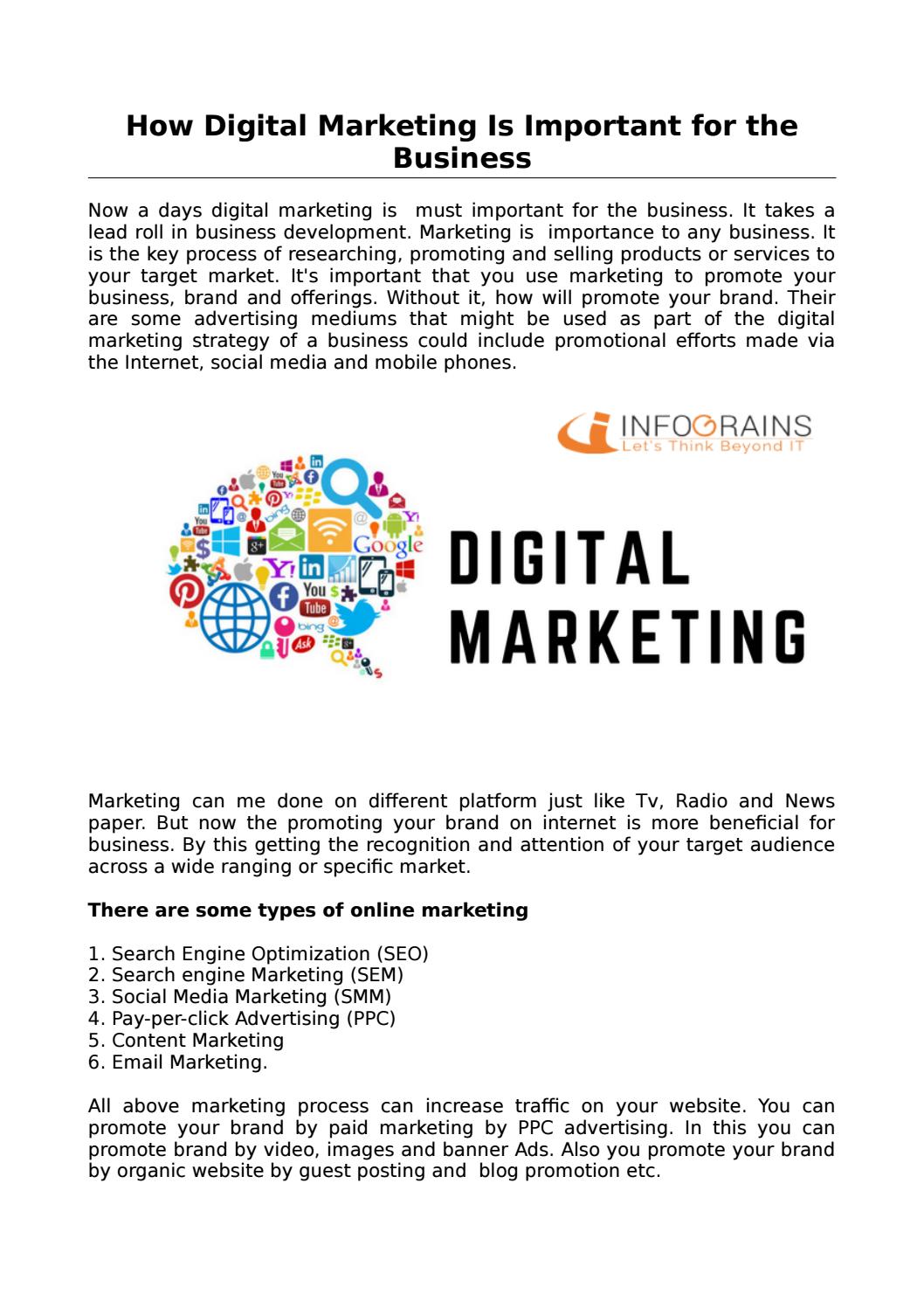 How Digital Marketing Is Important For The Business By Infograins