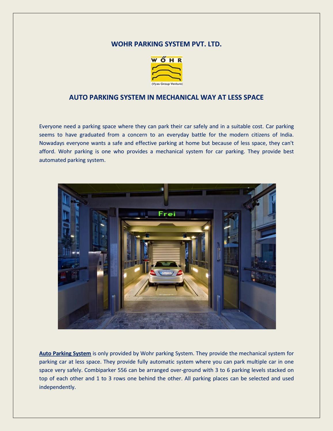 Auto Parking System In Mechanical Way At Less Space By Wohrparking Issuu