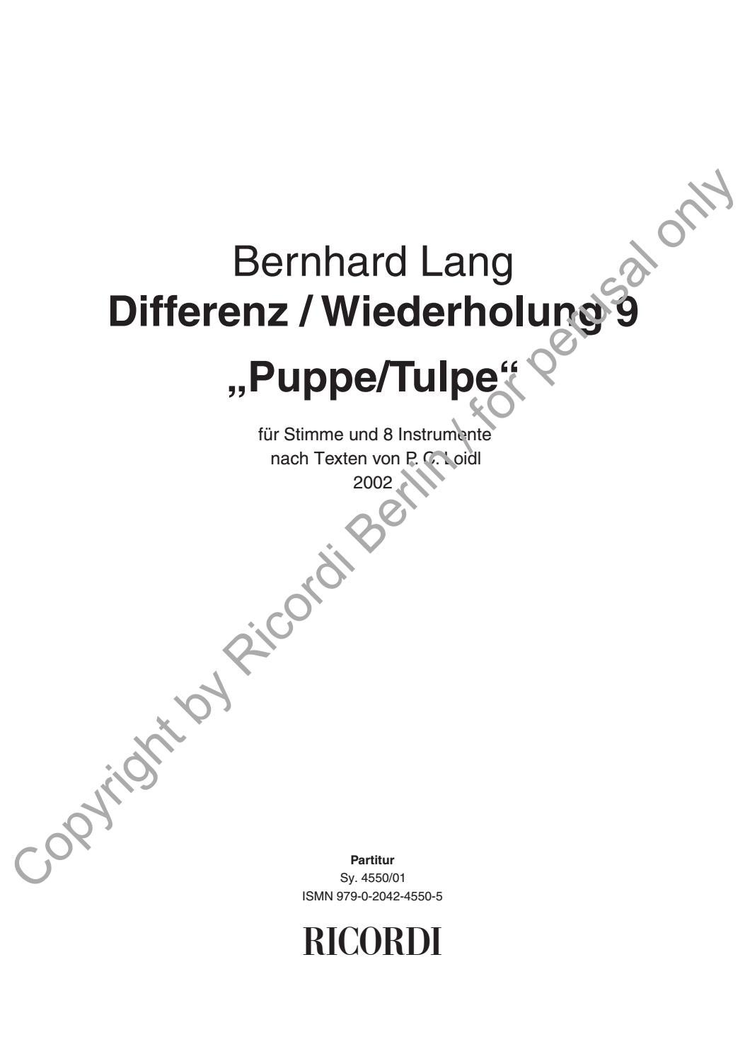 Sy 4550 Bernhard Lang Differenz Wiederholung 9 Puppe Tulpe 02 By Ricordi Issuu