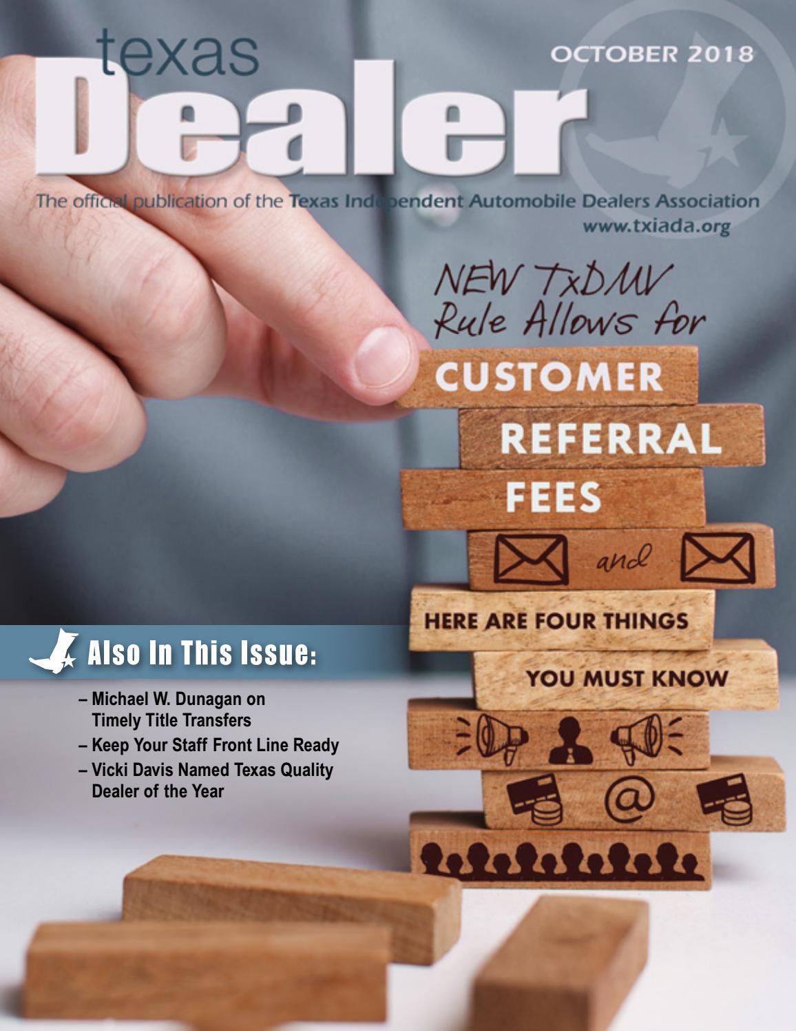 Texas Dealer October 2018 by Texas Independent Auto Dealers Association