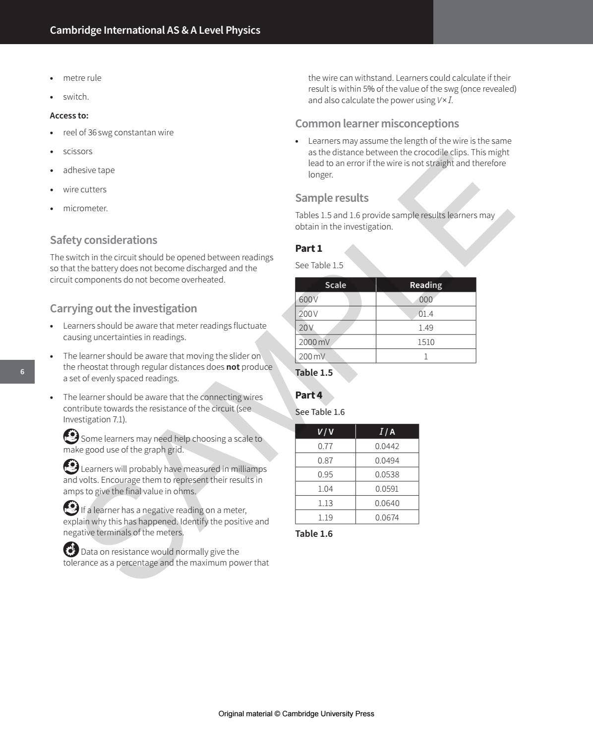 Cambridge International AS & A Level Physics Practical Teacher's Guide ...