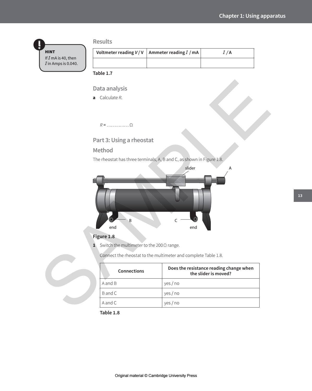 Cambridge International AS & A Level Physics Practical workbook Sample ...