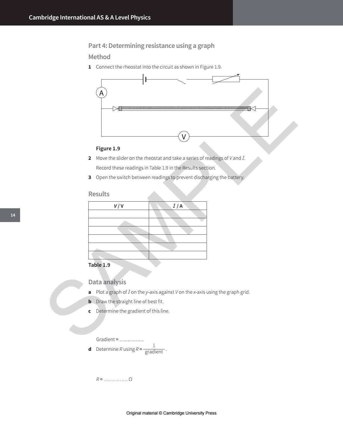 Cambridge International AS & A Level Physics Practical workbook Sample ...