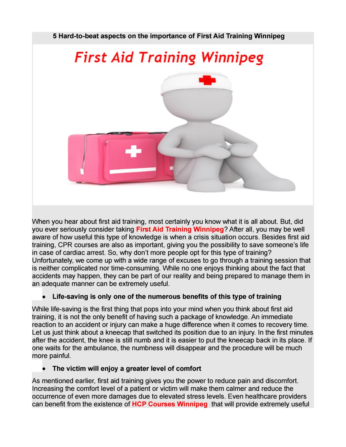 5 Hardtobeat aspects on the importance of First Aid Training Winnipeg