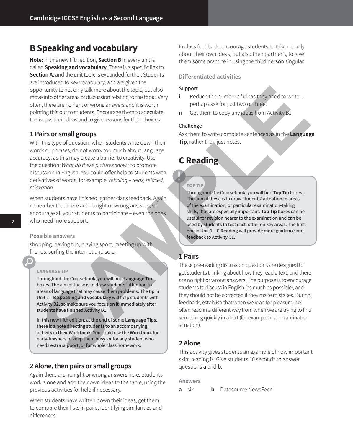 Cambridge IGCSE English as a Second Language Teacher's Resources by ...