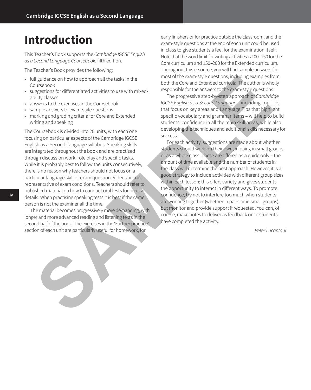 Cambridge Igcse English As A Second Language Coursebook Answers Pdf
