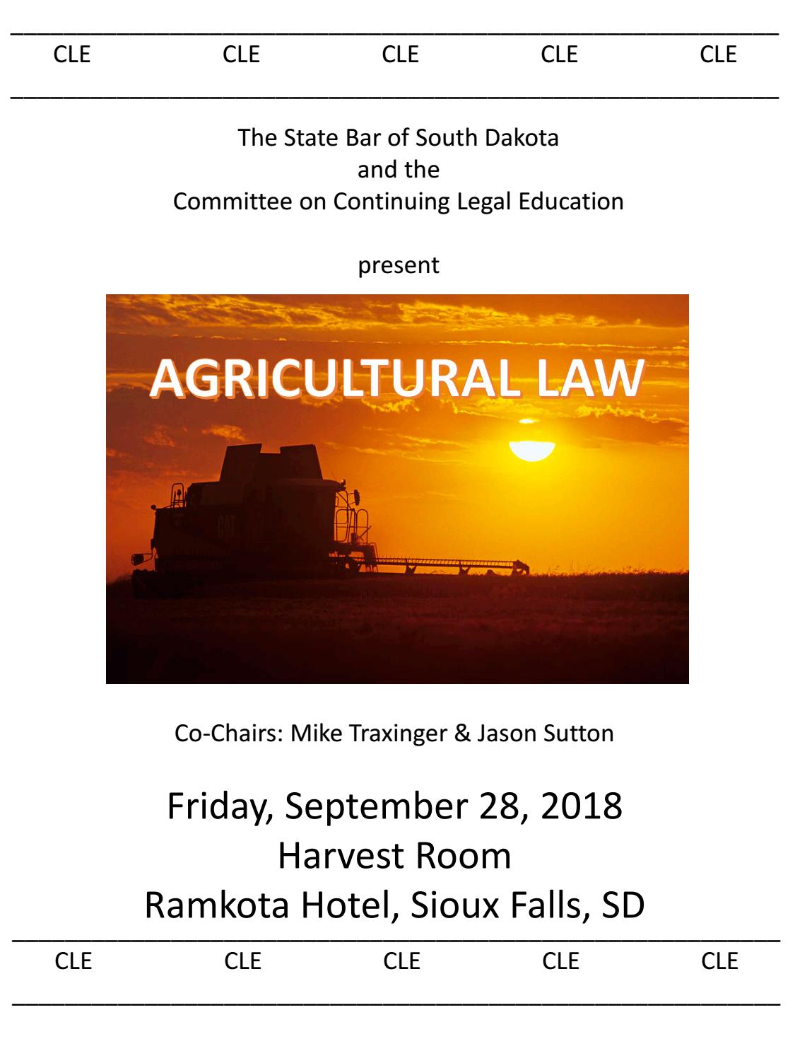 September 2018 Ag Law By The State Bar Of South Dakota Issuu