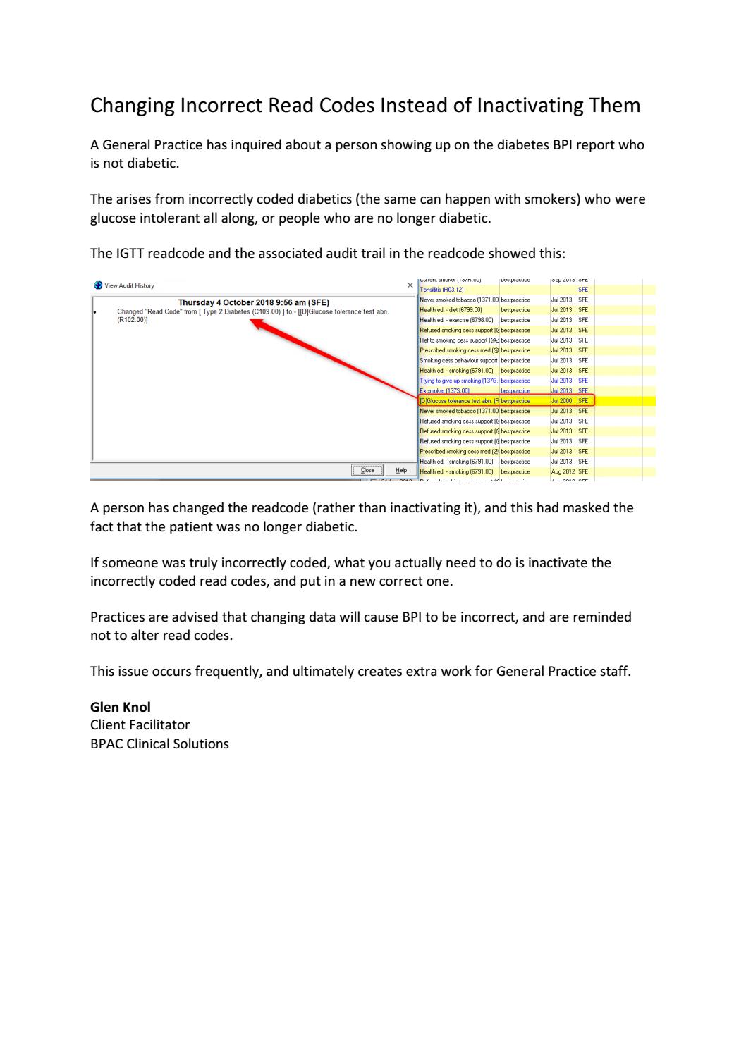 Changing Incorrect Read Codes Instead of Inactivating Them by WBOP PHO ...