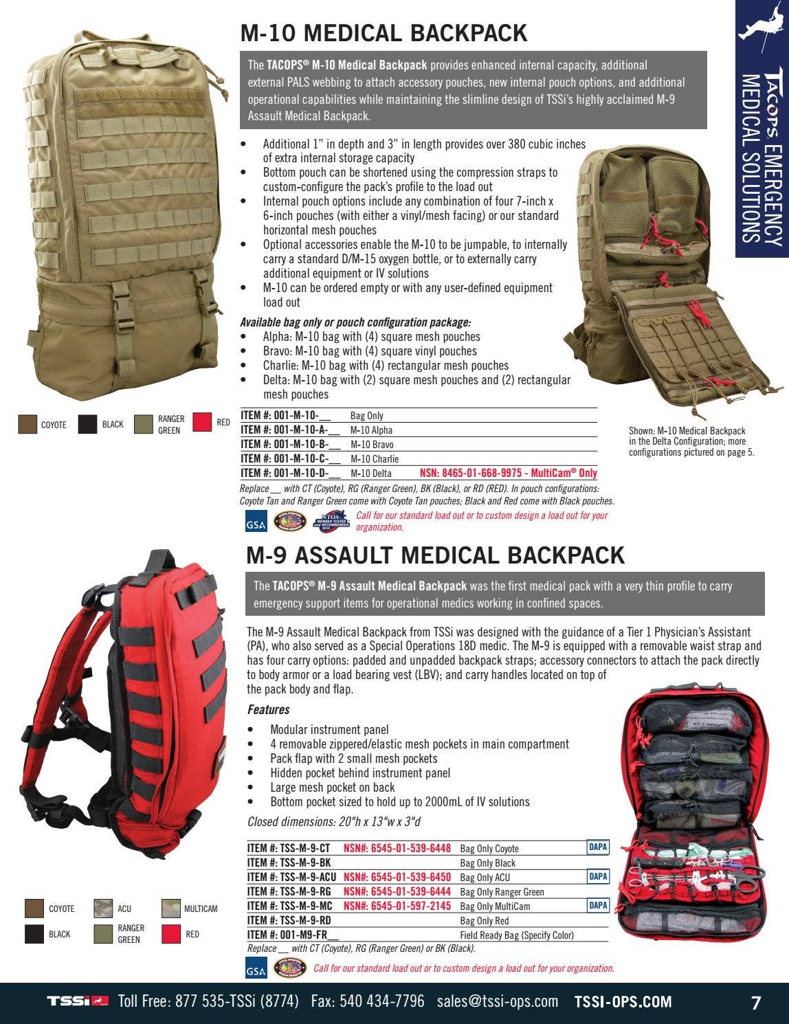 TSSI M9 メディカルバッグ ACU UCP TSSI TACOPS M-9 Assault Medical Backpack ACU/UCP with