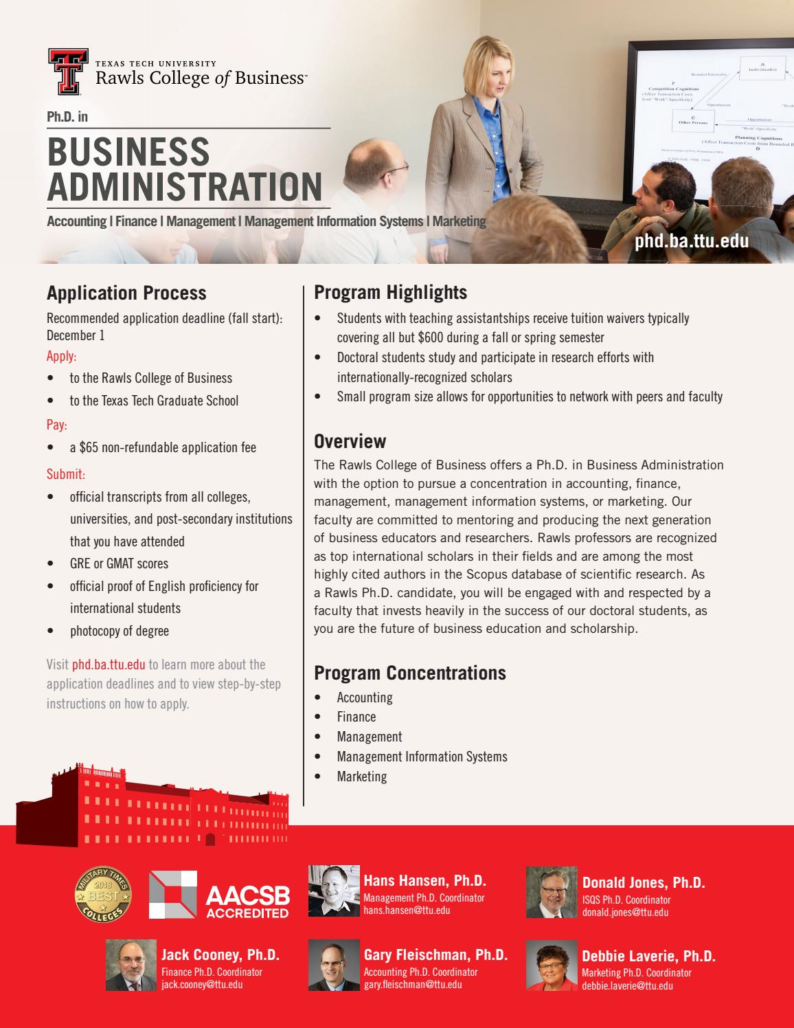 Ph.D. in Business Administration by Rawls College of Business Issuu