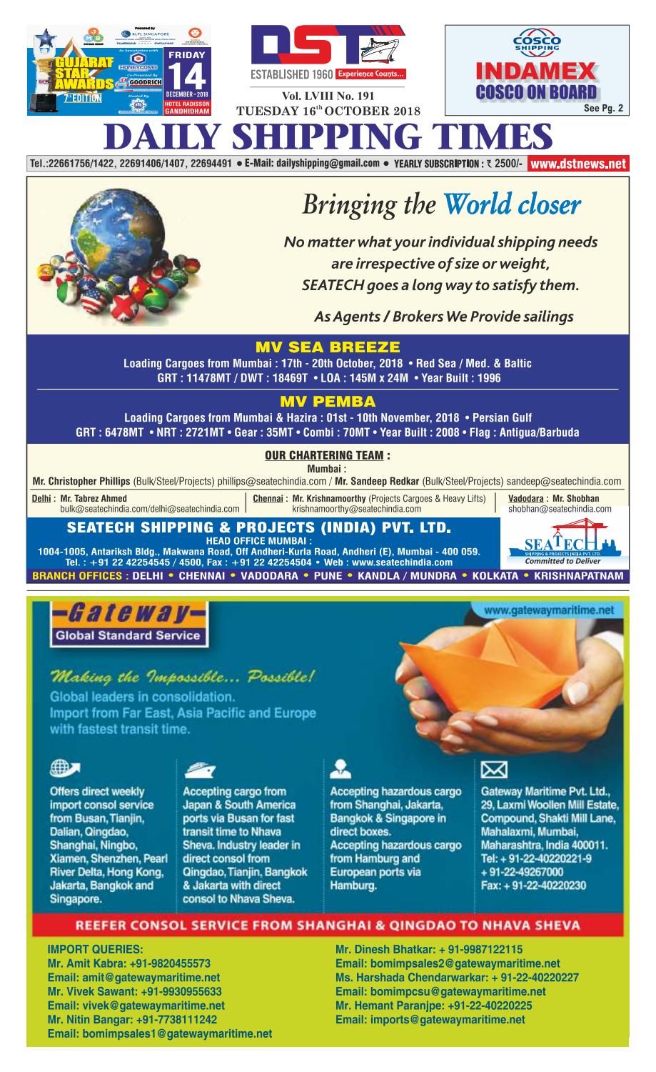 Mumbai EPaper 16 October 2018 by Daily Shipping Times Issuu