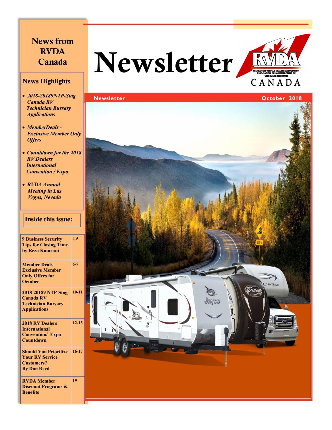 2018 October Newsletter by RV Dealers Association of Canada Issuu
