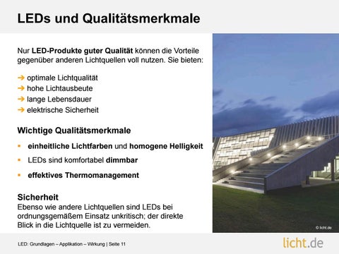 licht.de 灯饰目录 · Präsentation von : LED : Grundlagen – Applikation – Wirkung 第 11 页