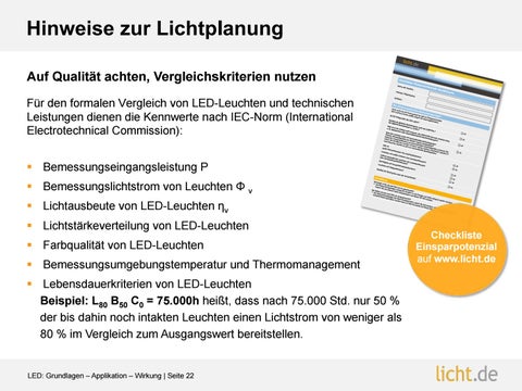 licht.de 灯饰目录 · Präsentation von : LED : Grundlagen – Applikation – Wirkung 第 22 页