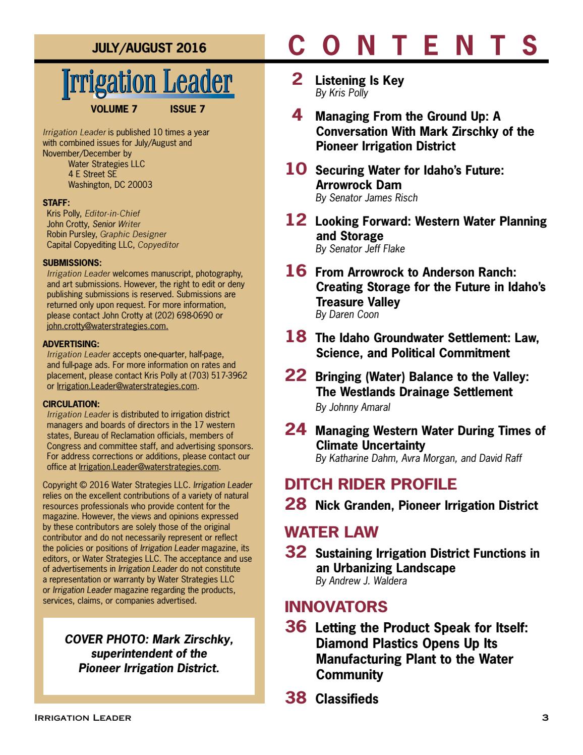 Letting Product Speak For Itself >> Irrigation Leader July August 2016 By Water Strategies Issuu Letting Product Speak For Itself >> Irrigation Leader July August 2016 By Water Strategies Issuu