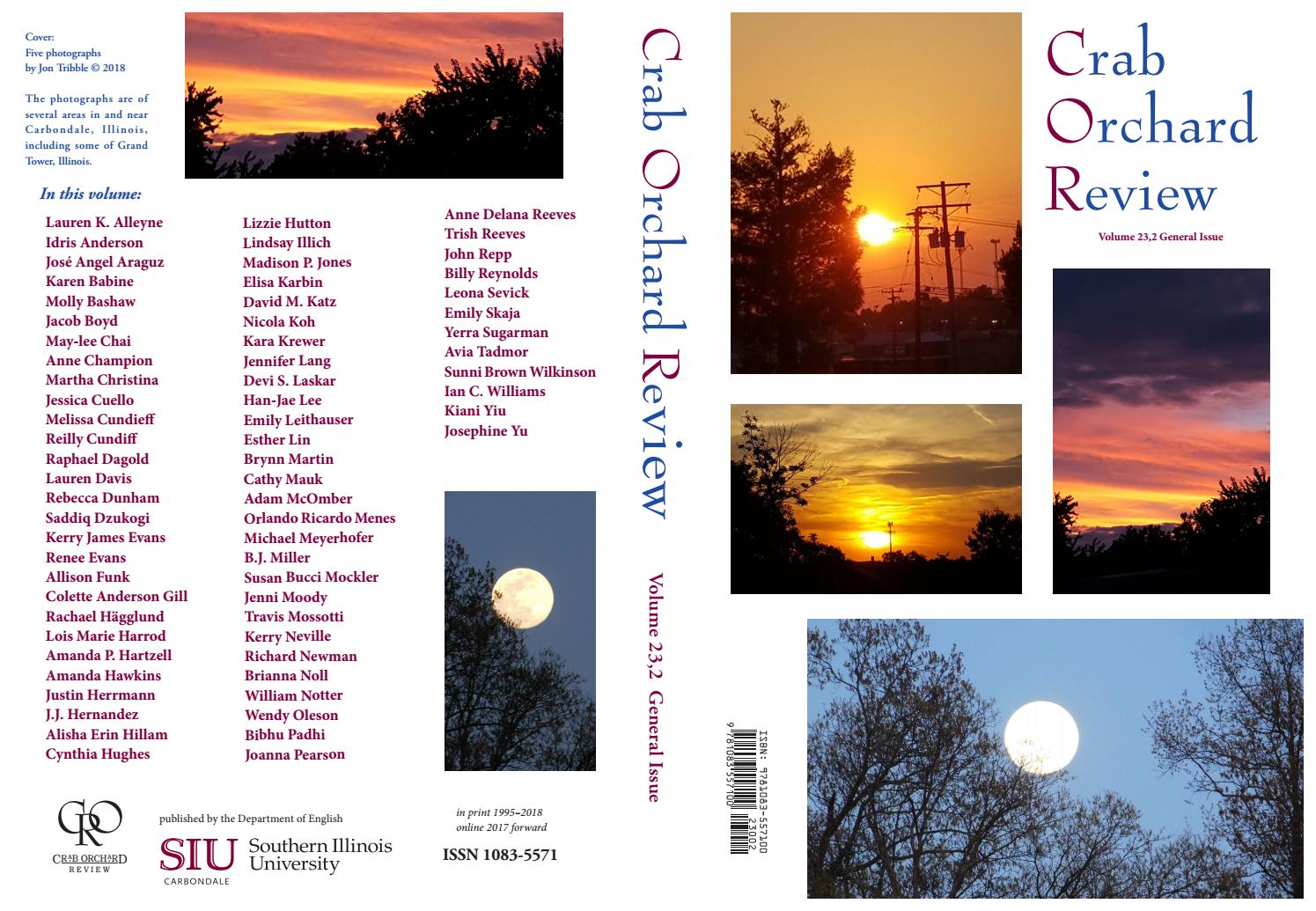 Crab Orchard Review Vol 23 No 2 October 2018 By Crab Orchard